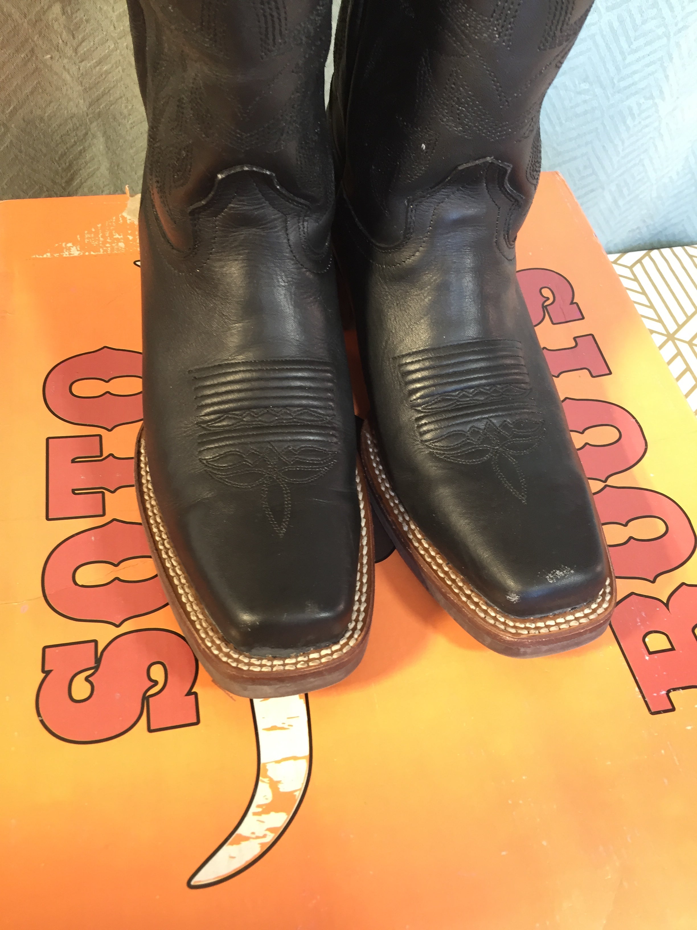 Soto Boots Men's Square Toe Cowboy Boots Black H4002 - US 7.5 (7776188399854)